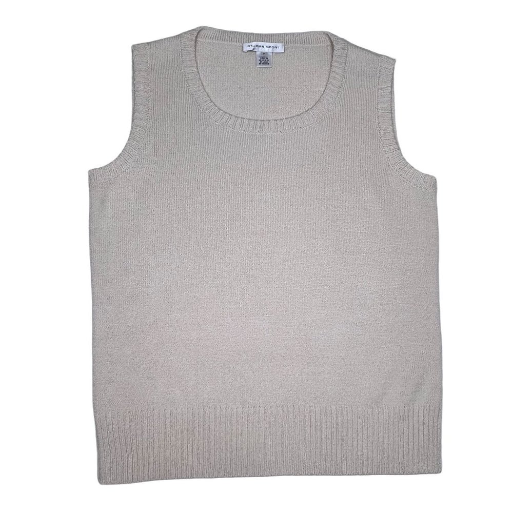 St. John Sport Beige Knit Vest Pullover Sleeveless Tank Size P